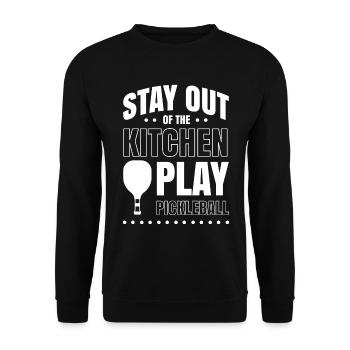 Restez en dehors de la cuisine Jouer au pickleball - Sweat-shirt Unisexe - noir - Devant - Alina (178cm) & Michal (187cm)