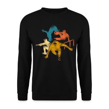 Parkour Free Running Traceur Retro - Unisex Sweatshirt - black - Front - Alina (178cm) & Michal (187cm)