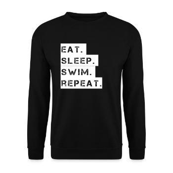 Schwimmen - eat. sleep. swim. repeat. - Unisex Pullover - Schwarz - Vorne - Alina (178cm) & Michal (187cm)