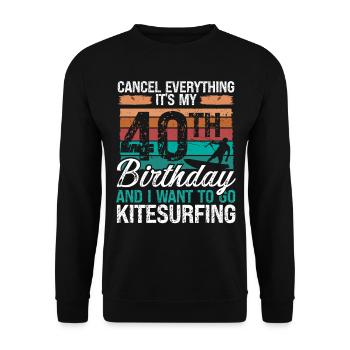 40 Birthday Kiteboarding Kitesurfer 40 Year Old - Unisex Sweatshirt - black - Front - Alina (178cm) & Michal (187cm)