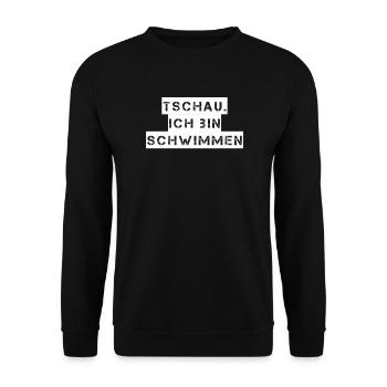 Schwimmen - Tschau ich bin schwimmen - Unisex Pullover - Schwarz - Vorne - Alina (178cm) & Michal (187cm)