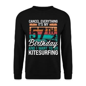 57 Birthday Kiteboarding Kitesurfer 57 Year Old - Unisex Pullover - Schwarz - Vorne - Alina (178cm) & Michal (187cm)