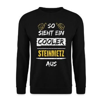 So Sieht Ein Cooler Steinmetz Aus Arbeitsshirt - Unisex Pullover - Schwarz - Vorne - Alina (178cm) & Michal (187cm)