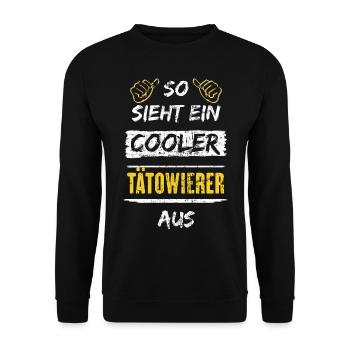 So Sieht Ein Cooler Tätowierer Aus Arbeitsshirt - Unisex Pullover - Schwarz - Vorne - Alina (178cm) & Michal (187cm)