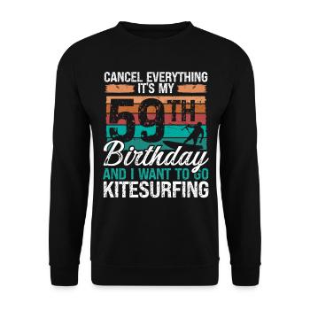 59 Birthday Kiteboarding Kitesurfer 59 Year Old - Unisex Pullover - Schwarz - Vorne - Alina (178cm) & Michal (187cm)