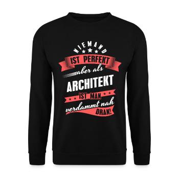 Niemand ist Perfekt Architekt Kollegen Geschenk - Unisex Pullover - Schwarz - Vorne - Alina (178cm) & Michal (187cm)