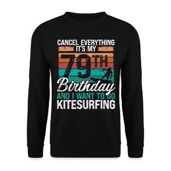 79 Birthday Kiteboarding Kitesurfer 79 Year Old - Unisex Pullover - Schwarz - Vorne - Alina (178cm) & Michal (187cm)