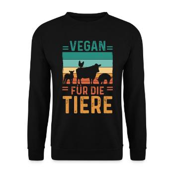Veganer Vegan - Unisex Pullover - Schwarz - Vorne - Alina (178cm) & Michal (187cm)
