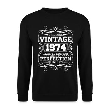 Vintage 1974 Original Limited Edition - Unisex Pullover - Schwarz - Vorne - Alina (178cm) & Michal (187cm)