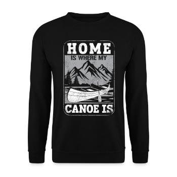 Canoe Canoeing Vintage Home Is - Unisex Pullover - Schwarz - Vorne - Alina (178cm) & Michal (187cm)