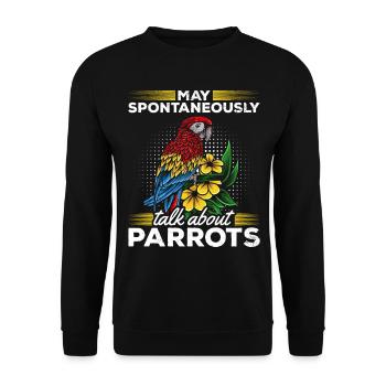 Ich kann spontan über Papageien sprechen Lustiger - Unisex Pullover - Schwarz - Vorne - Alina (178cm) & Michal (187cm)