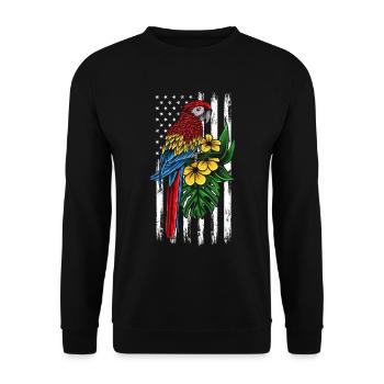 Papageivogel Blume amerikanische Flagge Papagei - Unisex Pullover - Schwarz - Vorne - Alina (178cm) & Michal (187cm)