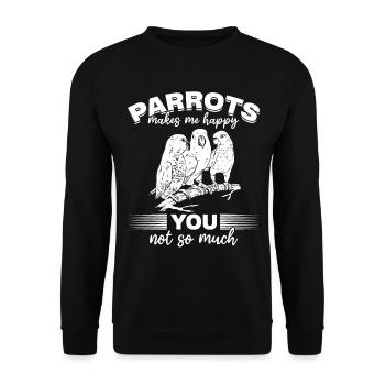 Papageien machen mich glücklich dich nicht so sehr - Unisex Pullover - Schwarz - Vorne - Alina (178cm) & Michal (187cm)