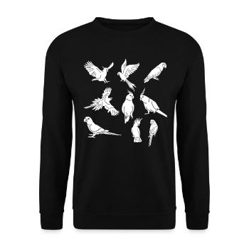 Parrots Cockatiel Ara Kakadu Budgerigar - Unisex Sweatshirt - black - Front - Alina (178cm) & Michal (187cm)