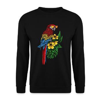 Drôle de perroquet cockatiel avec des fleurs - Sweat-shirt Unisexe - noir - Devant - Alina (178cm) & Michal (187cm)