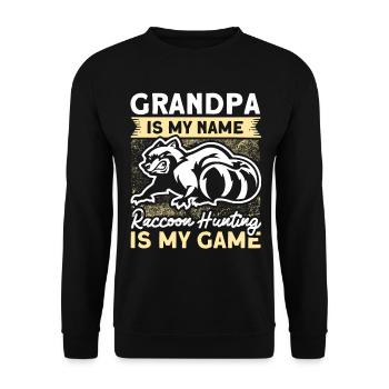 Grand-père raton laveur Chasse au raton laveur Chasse Vacances - Sweat-shirt Unisexe - noir - Devant - Alina (178cm) & Michal (187cm)