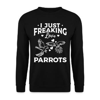 Lustiger Nymphensittich-Papageien-Vogel Ich liebe - Unisex Pullover - Schwarz - Vorne - Alina (178cm) & Michal (187cm)