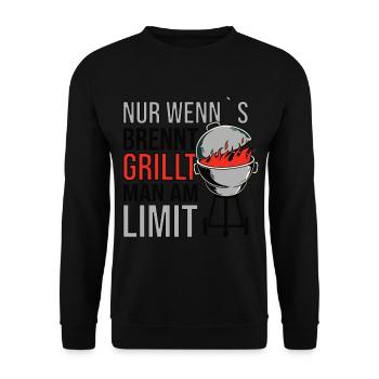 BBQ Grillmeister Grill Tshirt Geschenk - Unisex Pullover - Schwarz - Vorne - Alina (178cm) & Michal (187cm)