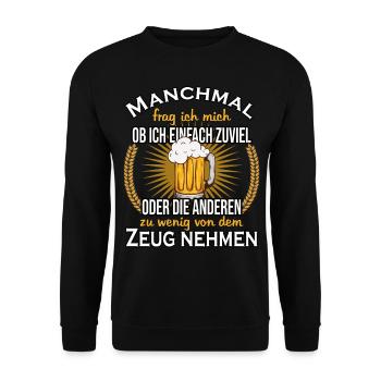 Biertrinker Biergarten Outfit Geschenk - Unisex Pullover - Schwarz - Vorne - Alina (178cm) & Michal (187cm)