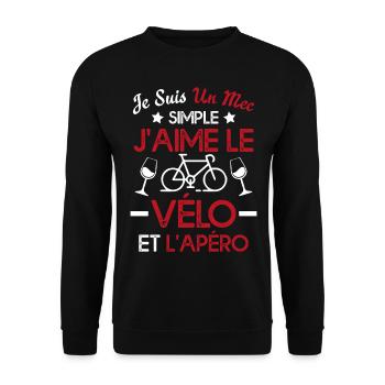 Je suis un mec simple j'aime le vélo et l'apéro - Sweat-shirt Unisexe - noir - Devant - Alina (178cm) & Michal (187cm)