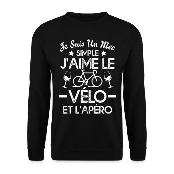 Je suis un mec simple j'aime le vélo et l'apéro - Sweat-shirt Unisexe - noir - Devant - Alina (178cm) & Michal (187cm)