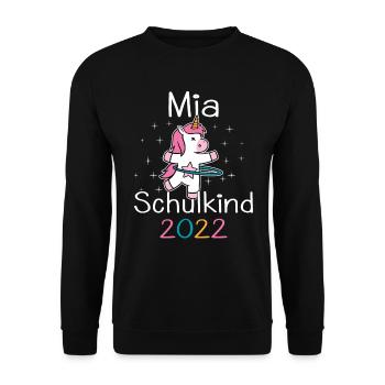 Einschulung 2022 Mia Einhorn Erstklässler 2022 - Unisex Pullover - Schwarz - Vorne - Alina (178cm) & Michal (187cm)