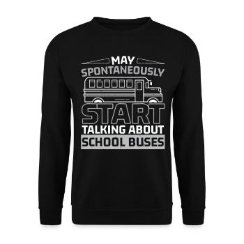 Kann spontan über Schulbusse sprechen - Unisex Pullover - Schwarz - Vorne - Alina (178cm) & Michal (187cm)