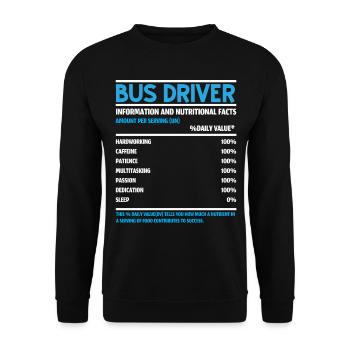 Chauffeur d’autobus scolaire spécialiste de la prestation de services aux étudiants - Sweat-shirt Unisexe - noir - Devant - Alina (178cm) & Michal (187cm)