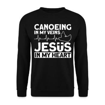 Canoe Canoeing Jesus Faith Vintage - Unisex Pullover - Schwarz - Vorne - Alina (178cm) & Michal (187cm)