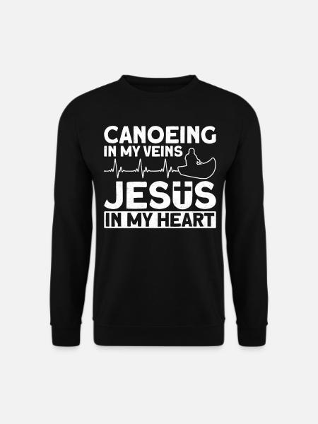 Canoe Canoeing Jesus Faith Vintage - Unisex Pullover - Schwarz