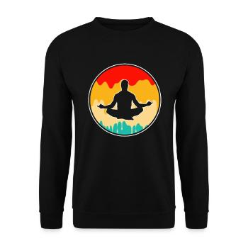 Yoga Meditation Retro - Unisex Sweatshirt - black - Front - Alina (178cm) & Michal (187cm)