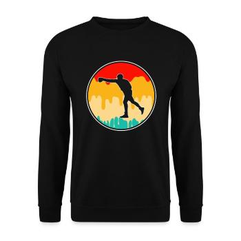 Boxen Retro Logo - Unisex Pullover - Schwarz - Vorne - Alina (178cm) & Michal (187cm)