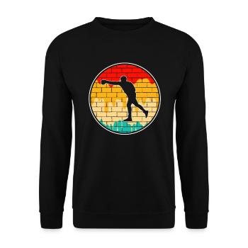Boxen Retro Logo - Unisex Pullover - Schwarz - Vorne - Alina (178cm) & Michal (187cm)