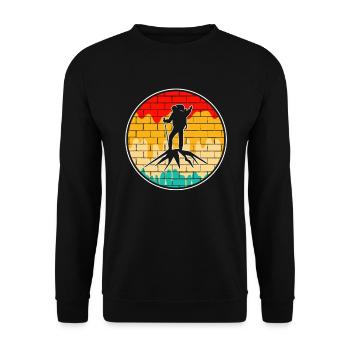 Bergsteigen Retro - Unisex Pullover - Schwarz - Vorne - Alina (178cm) & Michal (187cm)