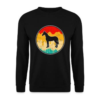 Pferd Retro - Unisex Pullover - Schwarz - Vorne - Alina (178cm) & Michal (187cm)
