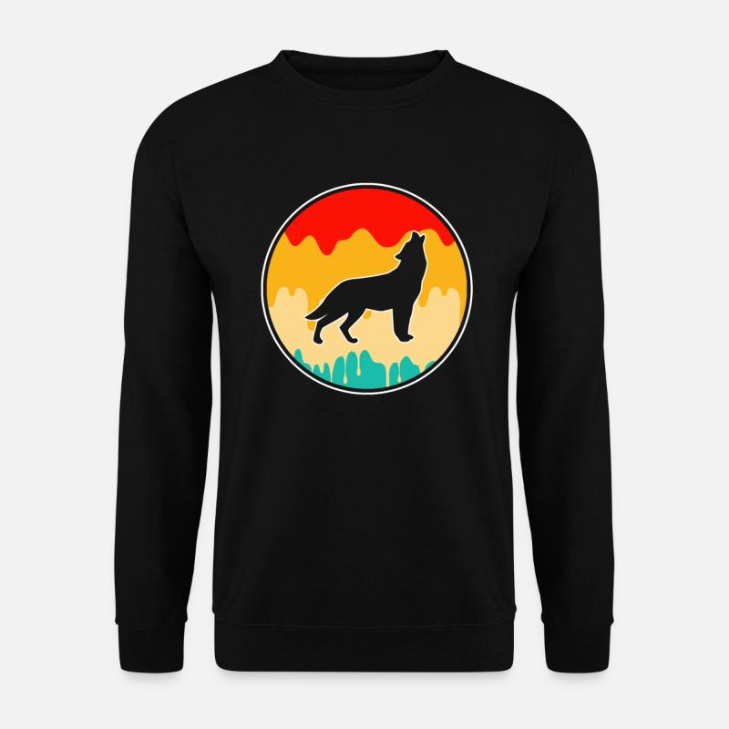 Wolf Retro - Unisex Pullover - Schwarz