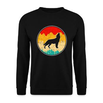 Wolf Retro - Unisex Pullover - Schwarz - Vorne - Alina (178cm) & Michal (187cm)