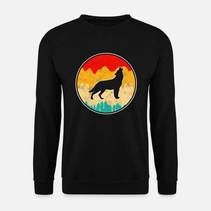 Wolf Retro - Unisex Pullover - Schwarz