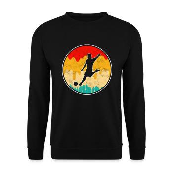 Fußball Fußballer Retro - Unisex Pullover - Schwarz - Vorne - Alina (178cm) & Michal (187cm)