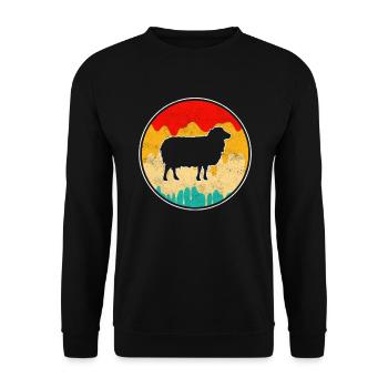 Schaf Retro - Unisex Pullover - Schwarz - Vorne - Alina (178cm) & Michal (187cm)