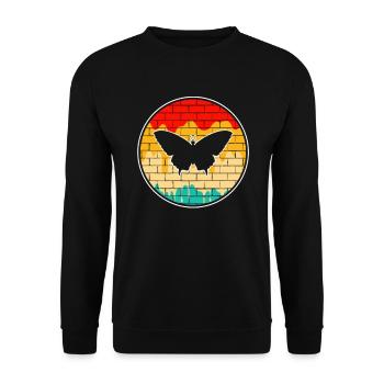 Schmetterling Retro - Unisex Pullover - Schwarz - Vorne - Alina (178cm) & Michal (187cm)