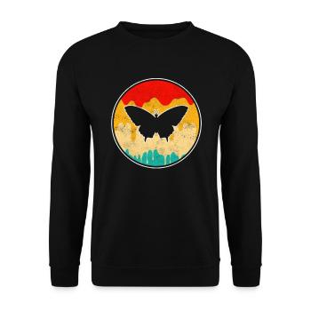 Schmetterling Retro - Unisex Pullover - Schwarz - Vorne - Alina (178cm) & Michal (187cm)