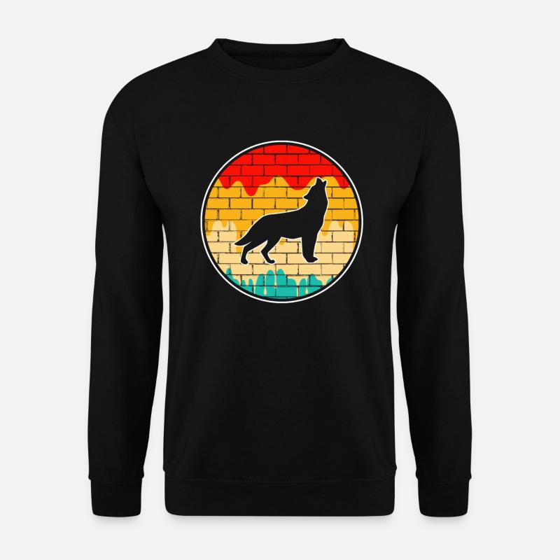 Wolf Retro - Unisex Pullover - Schwarz