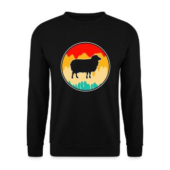Schaf Retro - Unisex Pullover - Schwarz - Vorne - Alina (178cm) & Michal (187cm)