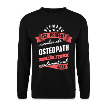 Niemand ist Perfekt Osteopath Kollegen Geschenk - Unisex Pullover - Schwarz - Vorne - Alina (178cm) & Michal (187cm)