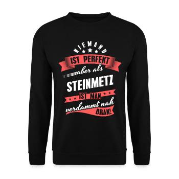 Niemand ist Perfekt Steinmetz Kollegen Geschenk - Unisex Pullover - Schwarz - Vorne - Alina (178cm) & Michal (187cm)