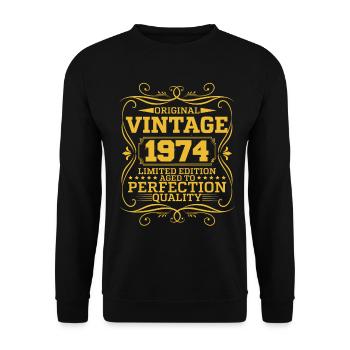 Vintage 1974 Original Limited Edition - Unisex Pullover - Schwarz - Vorne - Alina (178cm) & Michal (187cm)