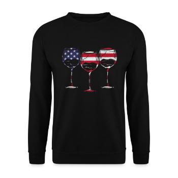 4th Of July Party Patriotic Day 4th Of July Wine - Unisex Sweatshirt - black - Front - Alina (178cm) & Michal (187cm)