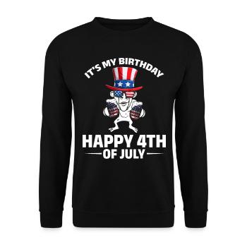 4th Of July Party It's My Birthday Happy 4th Of - Unisex Pullover - Schwarz - Vorne - Alina (178cm) & Michal (187cm)