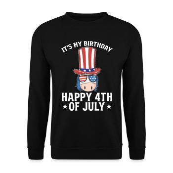 4th Of July Unicorn It's My Birthday Happy 4th Of - Unisex Pullover - Schwarz - Vorne - Alina (178cm) & Michal (187cm)